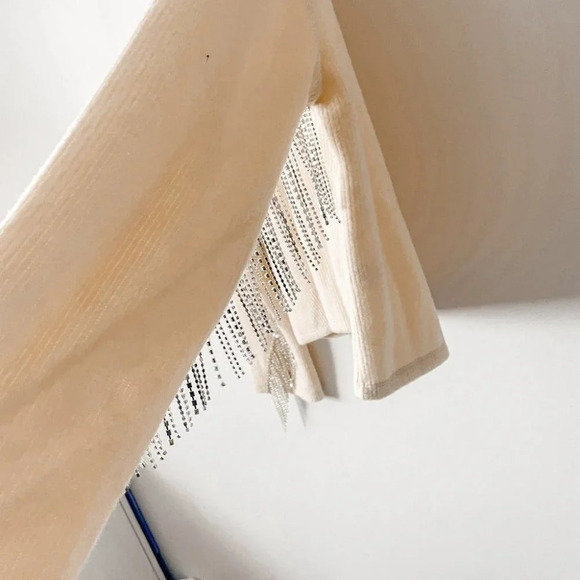 Zara Rhinestone Soft Knit Round Neck Sweater Ecru White  Size Medium NWT - Picture 11 of 14